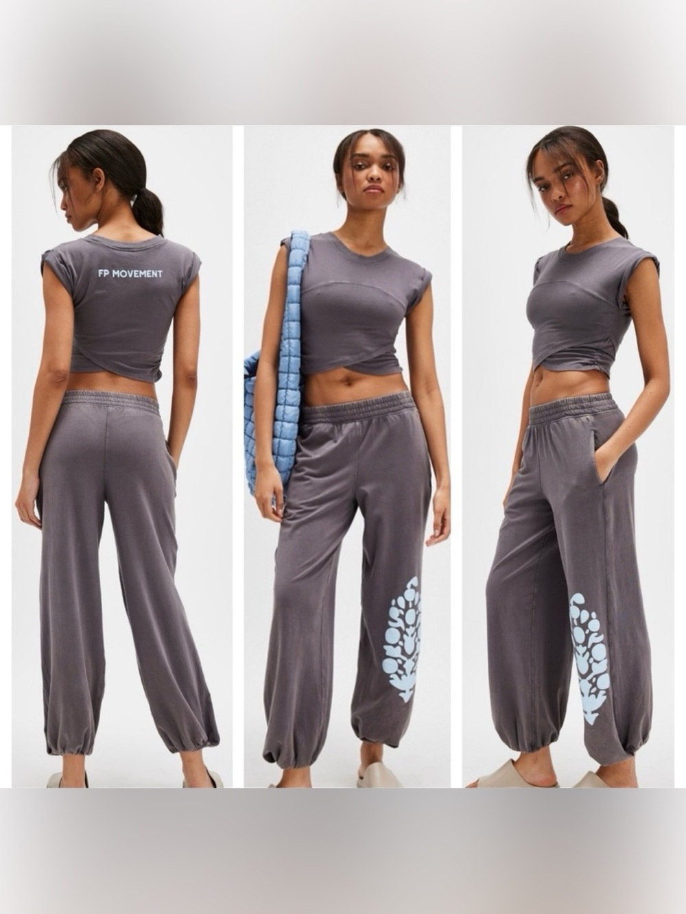 NWT FREE PEOPLE CROSSOVER GRAY LOGO SET SIZE MED!! SO CUTE!!